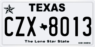 TX license plate CZX8013