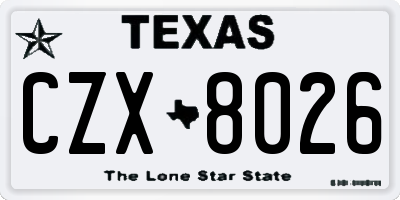 TX license plate CZX8026