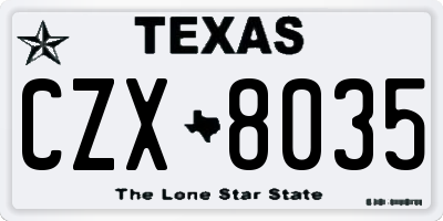 TX license plate CZX8035