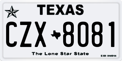 TX license plate CZX8081