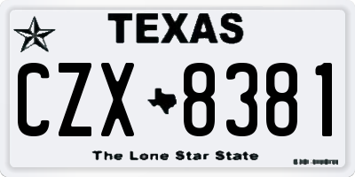 TX license plate CZX8381
