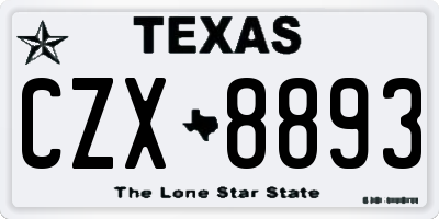 TX license plate CZX8893