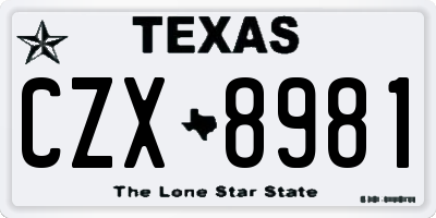 TX license plate CZX8981