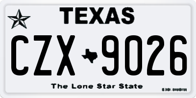 TX license plate CZX9026