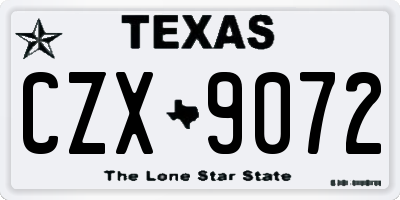 TX license plate CZX9072