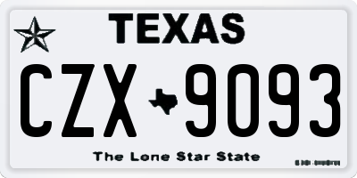 TX license plate CZX9093