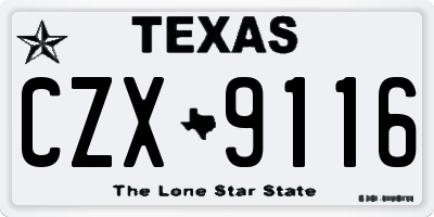 TX license plate CZX9116