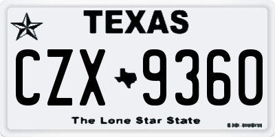TX license plate CZX9360