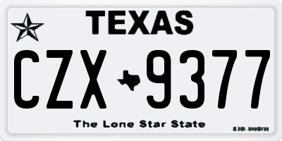 TX license plate CZX9377