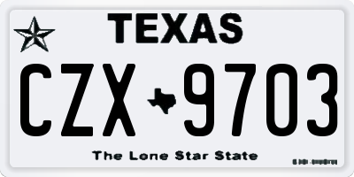 TX license plate CZX9703