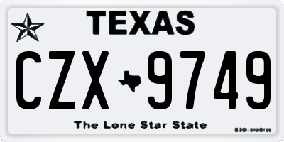 TX license plate CZX9749