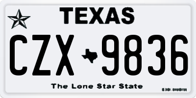 TX license plate CZX9836