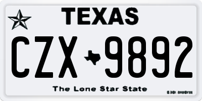TX license plate CZX9892