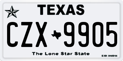 TX license plate CZX9905