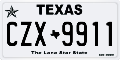 TX license plate CZX9911