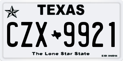 TX license plate CZX9921