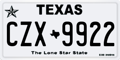 TX license plate CZX9922
