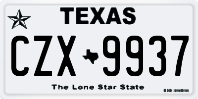 TX license plate CZX9937