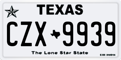 TX license plate CZX9939