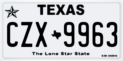TX license plate CZX9963