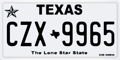 TX license plate CZX9965
