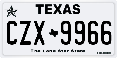 TX license plate CZX9966