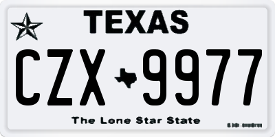 TX license plate CZX9977