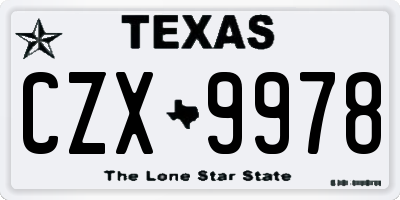 TX license plate CZX9978