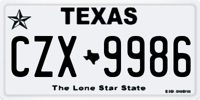 TX license plate CZX9986