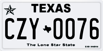 TX license plate CZY0076