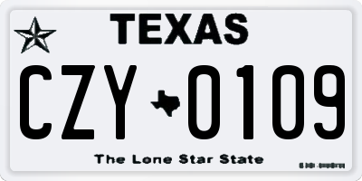 TX license plate CZY0109