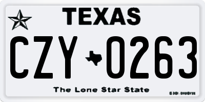 TX license plate CZY0263