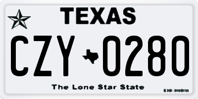 TX license plate CZY0280