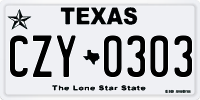 TX license plate CZY0303