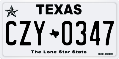 TX license plate CZY0347