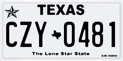 TX license plate CZY0481