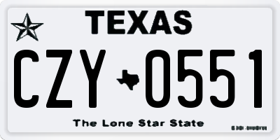 TX license plate CZY0551