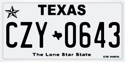 TX license plate CZY0643