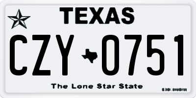 TX license plate CZY0751