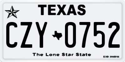 TX license plate CZY0752