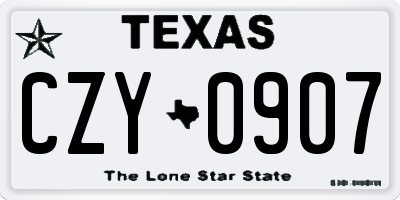 TX license plate CZY0907
