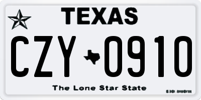 TX license plate CZY0910