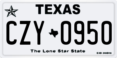 TX license plate CZY0950