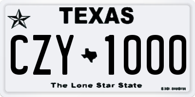 TX license plate CZY1000