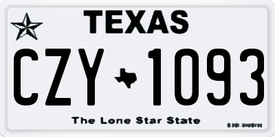TX license plate CZY1093