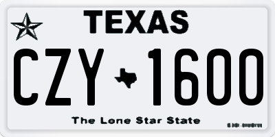 TX license plate CZY1600