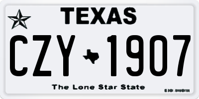 TX license plate CZY1907