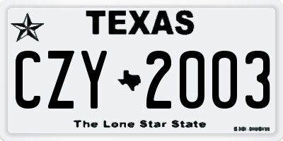 TX license plate CZY2003