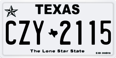 TX license plate CZY2115