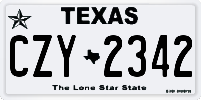 TX license plate CZY2342